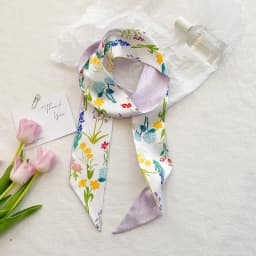 Fashion Printing Flower Long Ribbons Hair Scarf for Women INS Design Silk Headband Long Scarves Ribbon Hair Accessories