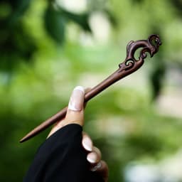 Retro New Chinese Style Cool Tail Sandalwood Hairpin with Chinese Style One Word Plate Hairpin, Ancient Hanfu Headpiece