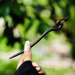 Retro New Chinese Style Cool Tail Sandalwood Hairpin with Chinese Style One Word Plate Hairpin, Ancient Hanfu Headpiece