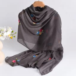 Spring and Summer Lightweight Breathable Cotton and Linen Embroidery Scarf Ethnic Style Fashionable Soft Women's Sunscreen Scarf