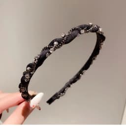 Korean Luxury Fabric Imitation Pearl Headbands for Women Twisted Super Shiny Leaf Full Rhinestones Hair Hoop Trendy Accessories