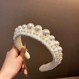 Korean Luxury Fabric Imitation Pearl Headbands for Women Twisted Super Shiny Leaf Full Rhinestones Hair Hoop Trendy Accessories