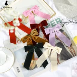 Burgundy Velvet Hair Bow Clip - Oversized Crushed Velvet Ribbon with Silver Pin Back | Elegant Hair Accessories for Women