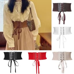 Fashion Wide Corset Waist Belt PU Leather Stretchy Waistband Strap Decorative DIY Body Shapewear For Women Lady Girl Bridal