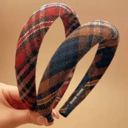 Retro Plaid Sponge Headband for Women Elegant Wash Face Hair Band When Going Out Fashion Girls Hair Accessories