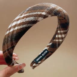 Retro Plaid Sponge Headband for Women Elegant Wash Face Hair Band When Going Out Fashion Girls Hair Accessories