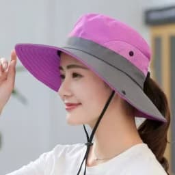 Women's Outdoor Large Brim Ponytail Fishing Hat with Quick Drying and Sun Protection, Perfect for Beach Traveling and Cycling
