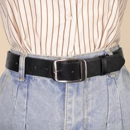 Classic Pu Leather Black Belt Silver Buckle Belt Pu Leather Thin Belt Casual Needle Buckle Belt Pants Jeans Decoration