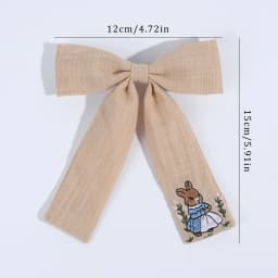 Sweet Girls Embroidered Bunny Bow Hair Clip Women's Fashionable Ribbon Hairpin Chinese Headdress Accessory For Girls Kids