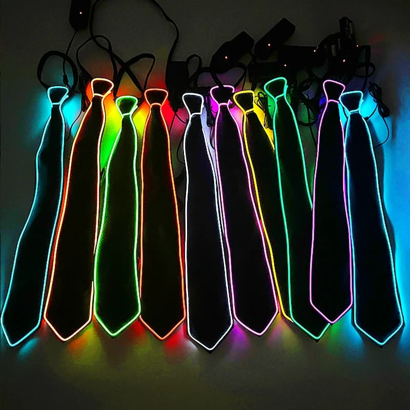 Luminous Tie EL, Neon Light, LED Tie Glowing Party Christmas Night Decoration DJ Bar Club Stage Props Costume Novelty Gift