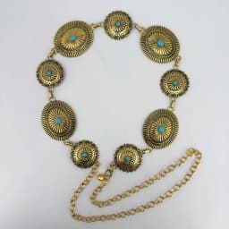 Green Turquoise Vintage Carved Women's Waist Chain Personalized Metal Belt Fashionable Versatile Accessory for Dresses