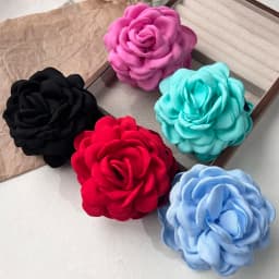 5pcs Fashion Fabric Rose Flower Hair Claw Clip For Women Elegant Colorful Big Hair Clips Grab Hairpins Set Girl Hair Accessories