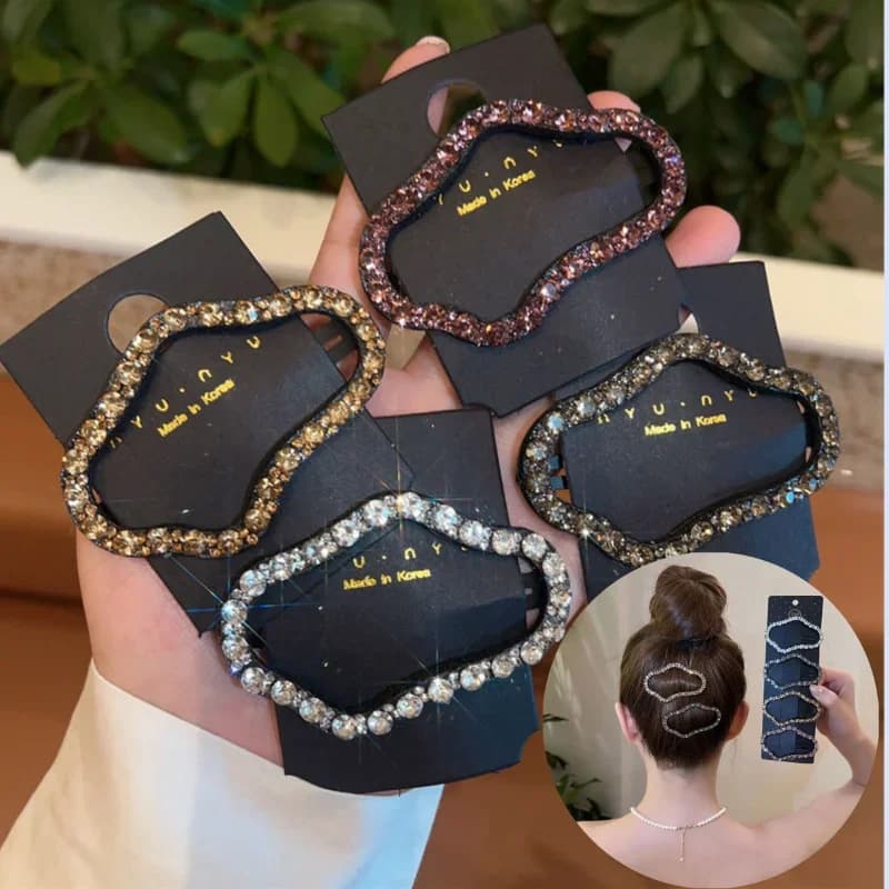 2pcs Women Hairpin Full Diamond Cloud Shaped Back Head Hairpin Broken Hairs Finishing Headdress Grab Clips Rhinestones Headwears