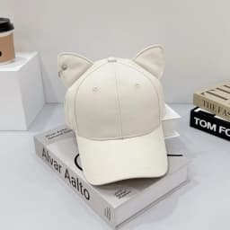 2025New Adjustable Hat Solid Color Cute Cat Ears Baseball Cap Trendy Cartoon Dad Hat Casual Couple Sun Hats For Women