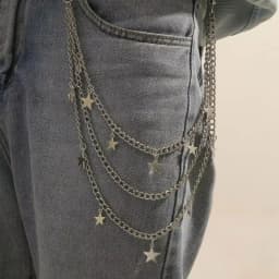 Men Y2k Star Charm Layered Street Style Pant Jeans Chain Belt
