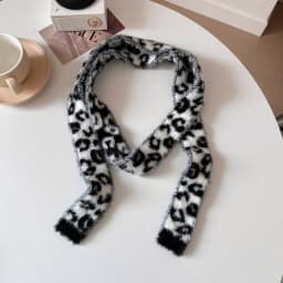Striped Plush Scarf Women's Niche Design Sense Spice Girl Versatile Decoration Korean Version Thin and Narrow Long Scarf