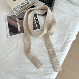 Striped Plush Scarf Women's Niche Design Sense Spice Girl Versatile Decoration Korean Version Thin and Narrow Long Scarf