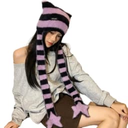 Striped Plush Scarf Women's Niche Design Sense Spice Girl Versatile Decoration Korean Version Thin and Narrow Long Scarf