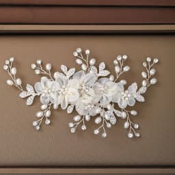 Korean Style Floral Hair Comb Water Diamond Silk Flower Elegant Hairpin For Women Girls Wedding Metal Jewelry Hair Accessories