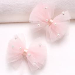 2Pcs Puffy Netting Hair Clips Bubble Cute Sweet Pink Pearl Bow Barrettes For Baby Girl Children School Play Headwear Accessories