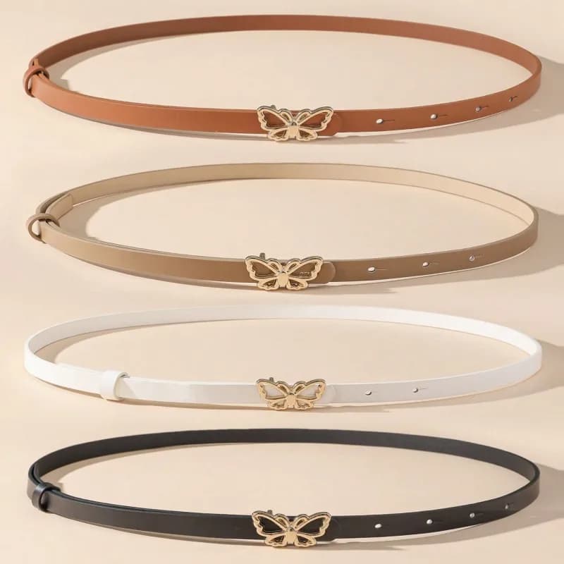 A Small Waist Belt with a Butterfly Buckle, Suitable for Dresses, Shirts and Jeans. It's a New Summer Style That Cinches the Wai