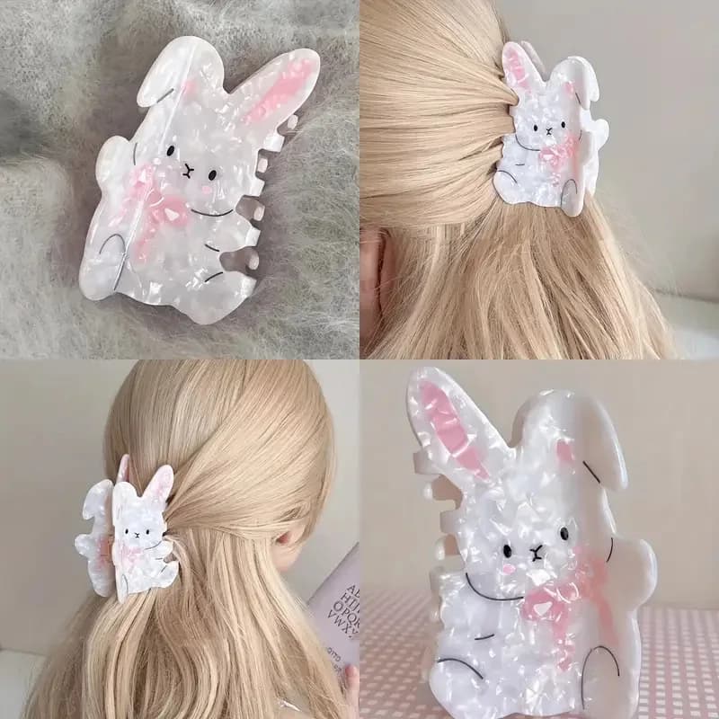 1pc Cute little rabbit hair clip; cartoon ponytail clip; cute back of the head hair clip; shark clip hair accessory