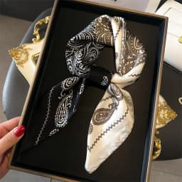 New Fashion Paisley Print Shawl Square Scarf for Women Soft Satin Wraps Neckerchief Female Hair Bands Ribbon Headband Bandana