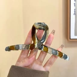 1PC Retro, Literary Style, Color Blocking, Grab Clip, Female, Large, New, Shark Clip, Premium, Back of Head, Hair Clip, Acc