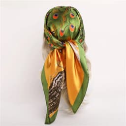 90*90cm Hijab Scarves Women Fashion Peacock Pattern Print Scarf Female Square Shawls Head Ladies Bandanna Foulard Muffler Girl