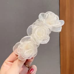 1pc ultra-fantasy camellia hair clip temperament mesh side clip bangs clip top clip spring clip hairpin floral hair accessory