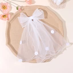 White Tulle Hair Clips For Girls Fairy Mesh Bow Large Hairpin Flower Barrette Summer Party Wedding Women Headdress Accessories