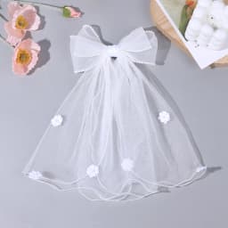 White Tulle Hair Clips For Girls Fairy Mesh Bow Large Hairpin Flower Barrette Summer Party Wedding Women Headdress Accessories