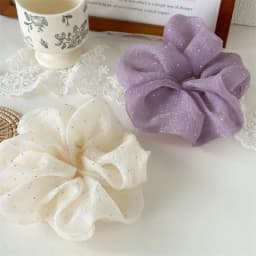 Fashion Rhinestone Mesh Hairband Chiffon Scrunchies Women Korean Silk Elastic Hair Tie Ponytail Holder Headwear Hair Accessories