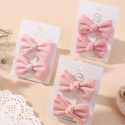2pcs/set Cute Cotton Plaid Hair Bows Clip for Baby Girls Summer Colorful Print Flower Hairpin Barrette Headwear Hair Accessories