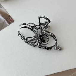 2025 Halloween Black Spider Hair Claw Clips with Pearl Charm Design,Metal Gothic Punk Hair Clips Strong Hold Hair Accessories
