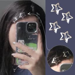 2/10Pcs Silver Star Y2K BB Hair Clips Women Grils Cute Metal Star Hair Clips Side Barrettes Hair Accessories Headwear