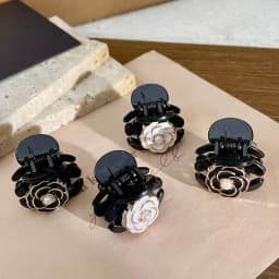 Black Camellia Mini Hair Claws Elegant Temperament Flower Hair Clips Princess Side Clip Women Girls Bangs Clips Hairpins Fashion
