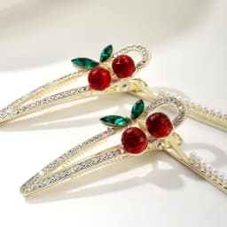 2pcs Fashionable, sweet and cute, pearl cherry hairpin, side clip, forehead bangs, broken hair, hairpin, hairpin headpiece