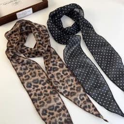 K-Style Animal Print Polka Dot Scarf Belt Boho Hair Band TikTok Viral Spring Summer Satin Accessories Luxe Versatile Scarf