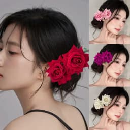 1pc Velvet Rose Hair Clip, Metal Brush Hairpin Hair Comb, Vacation Wedding Hair Ornament