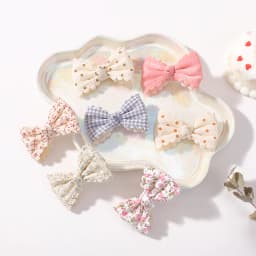 RAINBOW BOWS 2/6pcs Floral Print Hair Bow Clips for Girls Lace Side Pastoral Cotton Hairpin Barrettes Headwear Hair Accessories
