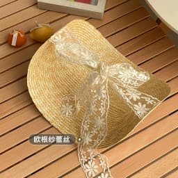 New One Piece French Elegant Strap Natural Straw Fadora Hat For Woman Summer Vintage Photo Runway Vacation Hat With Black Ribbon