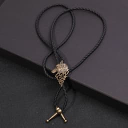Raven Wolf Head Alloy Bolo Tie Gothic Western Style Necklace for Men Halloween Costume & Cowboy Party Accessories Unique Gifts