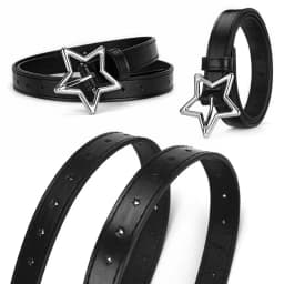 Girls Boys Five Pointed Star PU Buckle Belts Waistband Adjustable Metal Snap Leather Belt Waist Belt Waist Strap Thin Belt