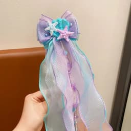 Mermaid Long Ribbon Pearl Hair Clip for Kids Cute Daily Wear Ponytail Clip Fashion Girl Photograph Haripin Hair Accessories