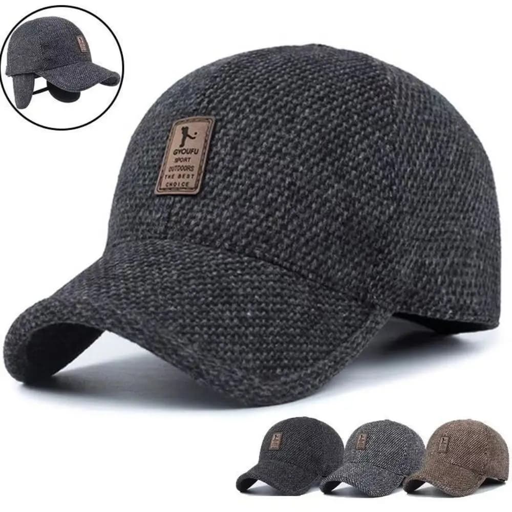 Men Autumn Winter Hat Outdoor Thick Warm Adjustable Earmuffs Hat Baseball Cap Casual