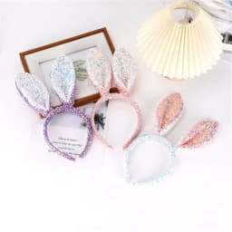 Easter Bunny Headband Cute Cartoon Glitter Bunny Ears Hairband Easter Decoration Costume Party Favor Headwear for Kids Wholesale