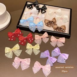 20 colors of random imitation pearl bow hair clips, sweet and cute hair accessories suitable for daily use