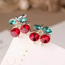 Women Lovely Cherry Rhinestone Hair Clips Fashion Girl's Cute BB Clips Beads Hairpins Accessories