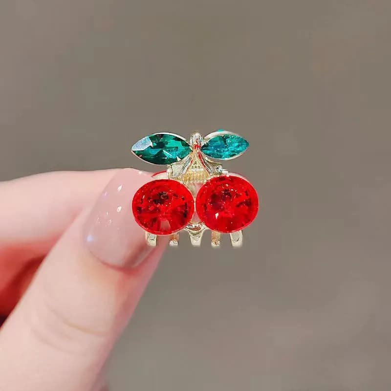 Women Lovely Cherry Rhinestone Hair Clips Fashion Girl's Cute BB Clips Beads Hairpins Accessories